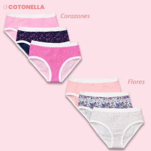 Braga midi mujer pack3 algod&oacute;n biel&aacute;stico color