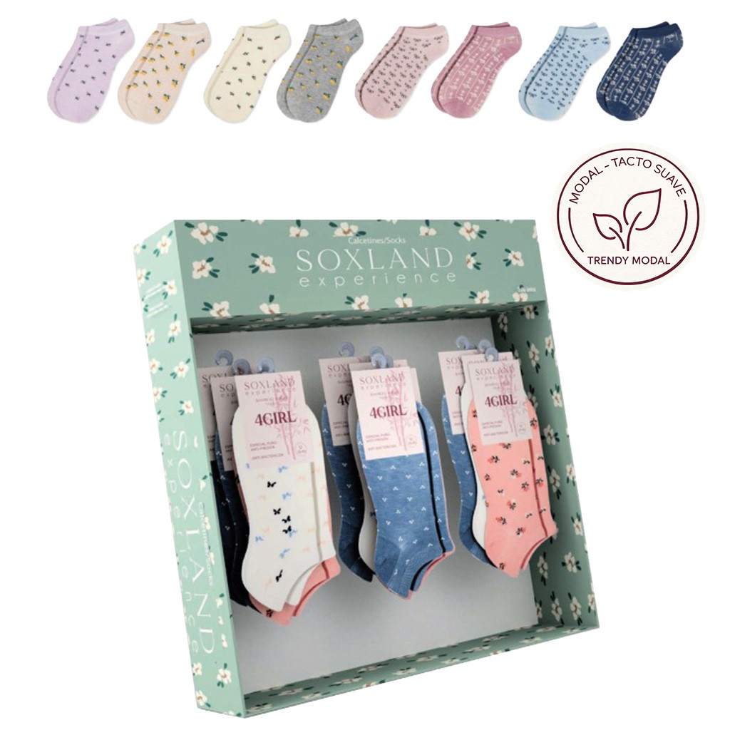 Calcet&iacute;n invisible mujer estampado expositor 12 pa