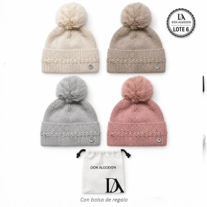 Gorro mujer tricot con greca y pompon