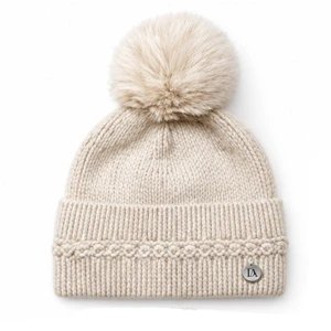Gorro mujer tricot con greca y pompon