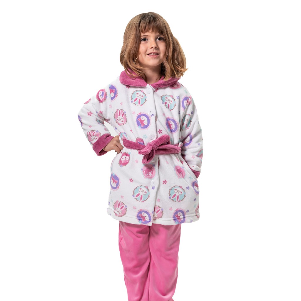 Bata niña abotonada tejido estampado
