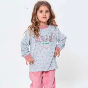 Pijama ni&ntilde;a tejido terciopelo manga larga