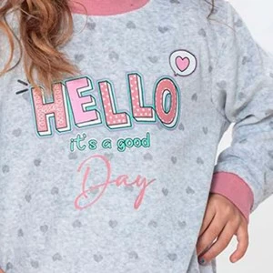 Pijama ni&ntilde;a tejido terciopelo manga larga