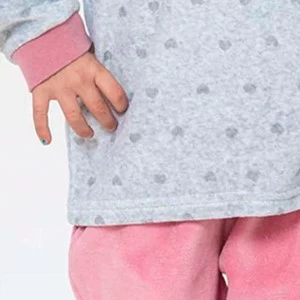 Pijama ni&ntilde;a tejido terciopelo manga larga
