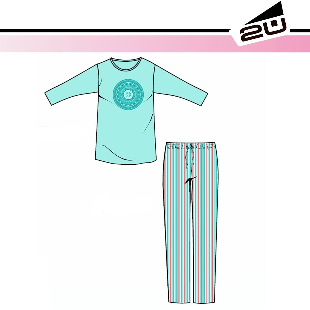 Pijama mujer algodon fino y pantalon de tela