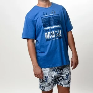 Pijama hombre manga corta algod&oacute;n