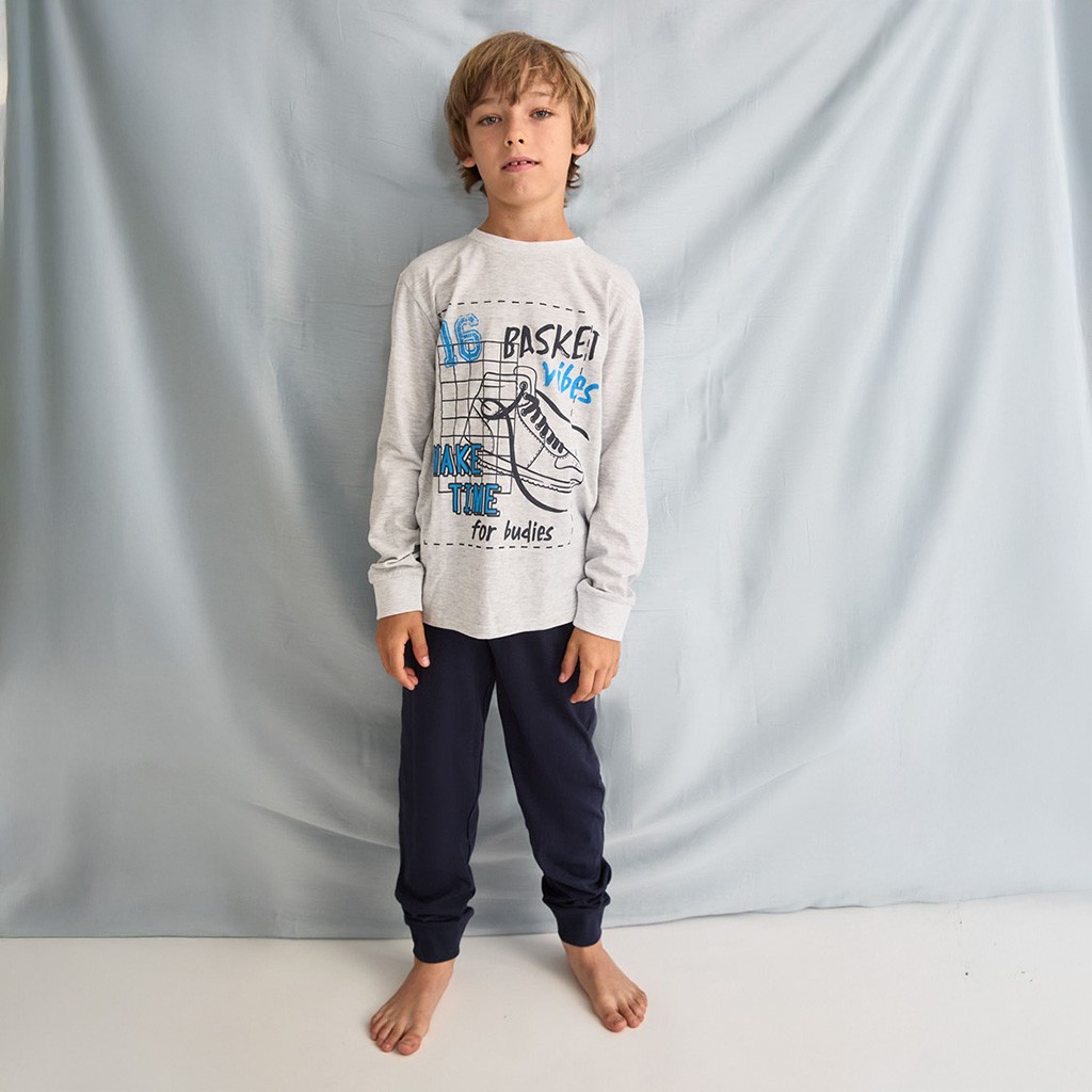 Pijama algod&oacute;n ni&ntilde;o manga larga Basket
