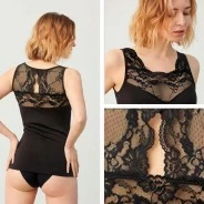 Camiseta polar t&eacute;rmica mujer sin magas con encaje 