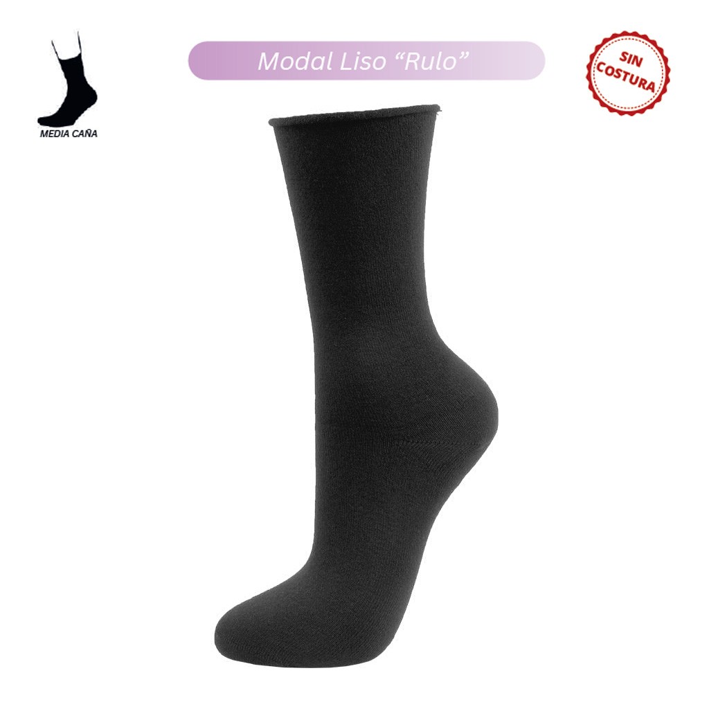Calcet&iacute;n mujer pu&ntilde;o rulo modal c&aacute;lido liso