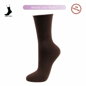 Calcet&iacute;n mujer pu&ntilde;o rulo modal c&aacute;lido liso