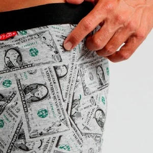 B&oacute;xer hombre dolars en hucha de cerdito