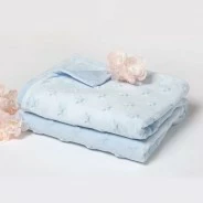 Manta bebe coralina suave extrellas relieve azul