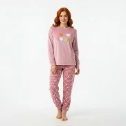 Pijama mujer manga larga corazones