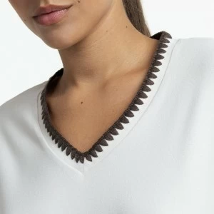 Pijama mujer manga larga cuello pico