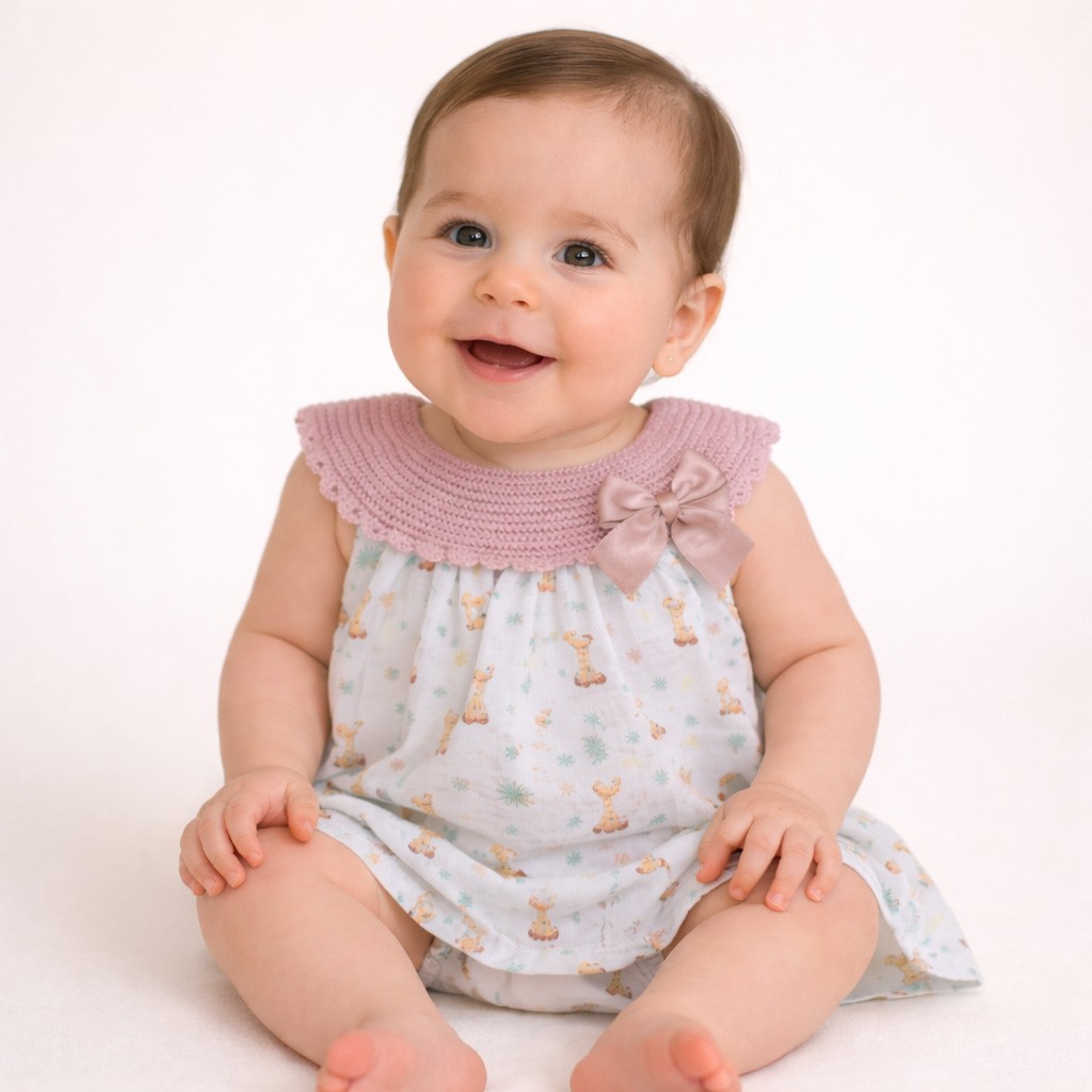 Vestido beb&eacute; estamado con braguita