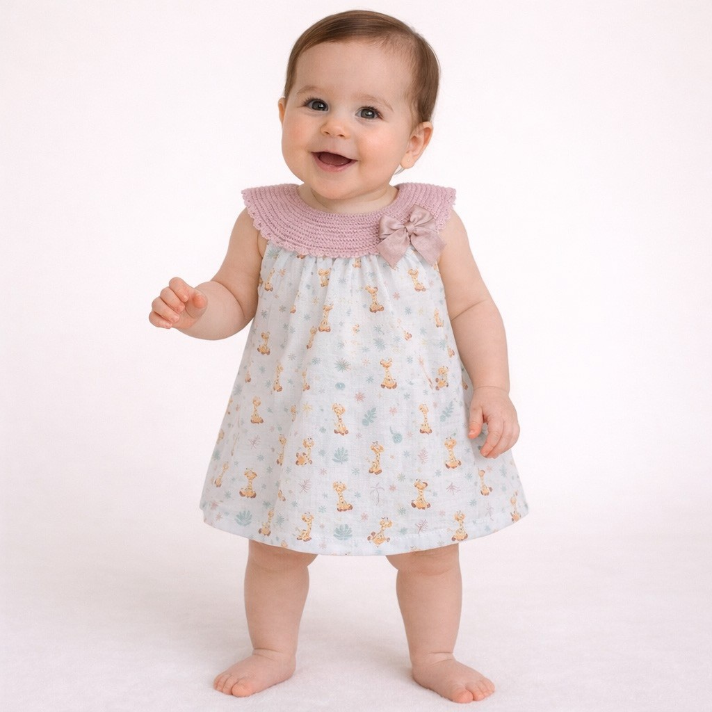 Vestido beb&eacute; estamado con braguita