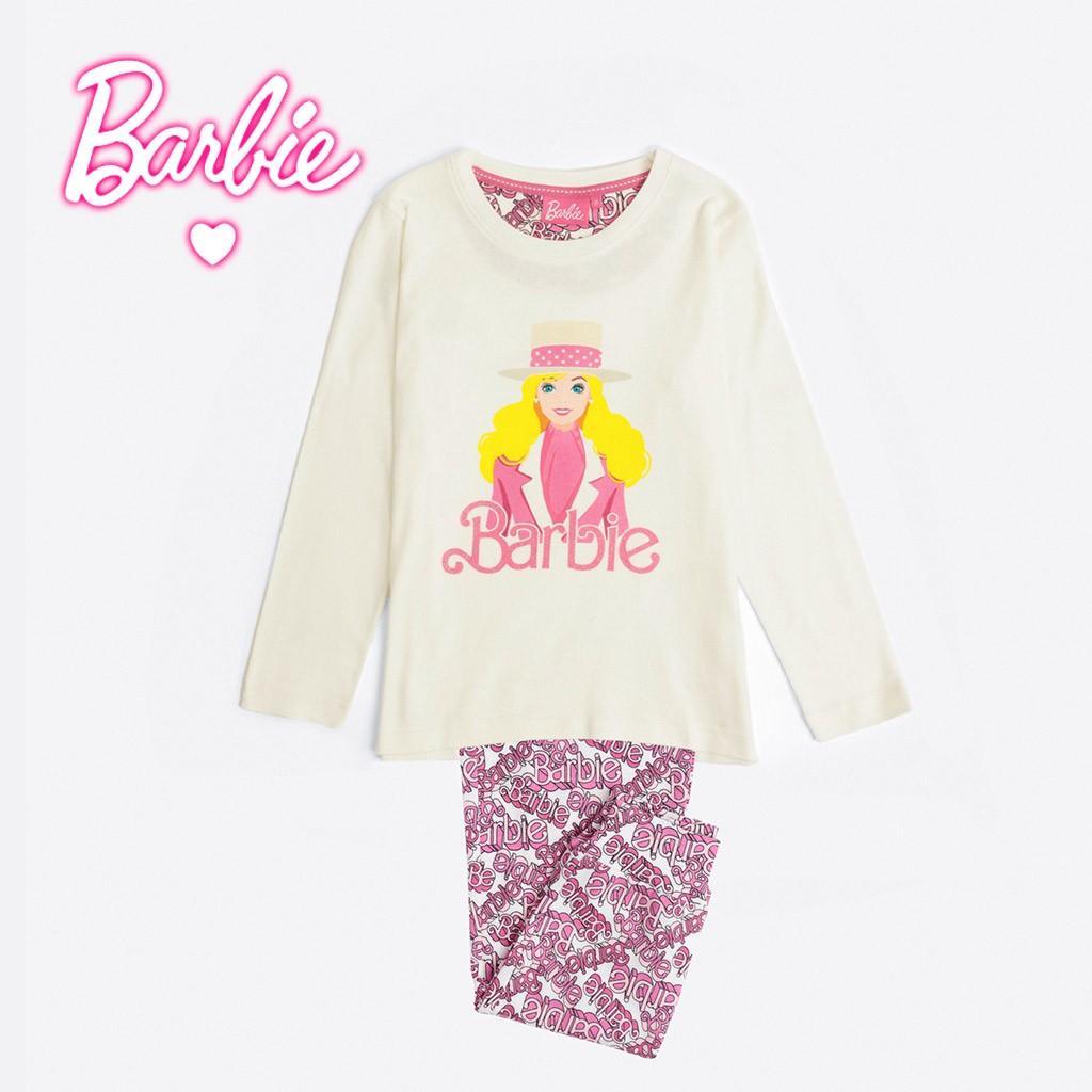 Pijama infantil algodón Barbie manga larga