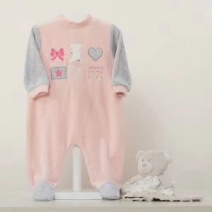 Pelele beb&eacute; tejido terciopelo rosa