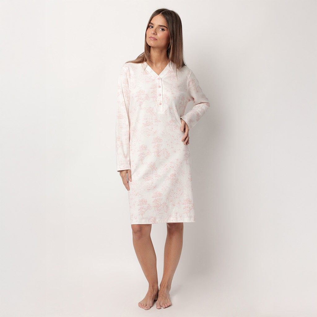 Camisón largo algodón mujer estampado 