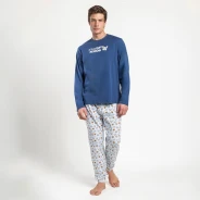 Pijama manga larga hombre estampado perrito