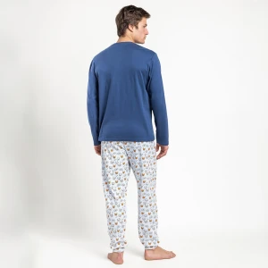 Pijama manga larga hombre estampado perrito