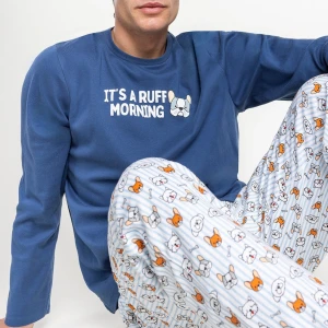 Pijama manga larga hombre estampado perrito