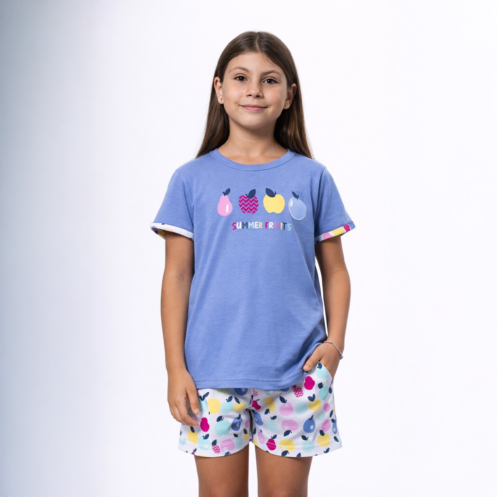 Pijama infantil ni&ntilde;a manga corta summer fruits