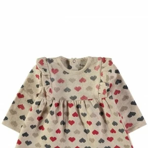 Vestido algod&oacute;n beb&eacute; manga larga estampado