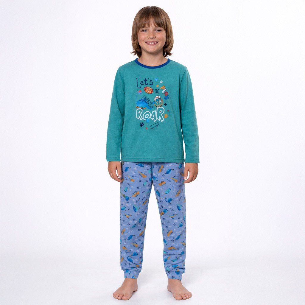 Pijama largo ni&ntilde;o algod&oacute;n estampado