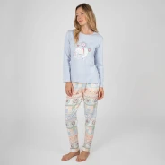 Pijama mujer algod&oacute;n estampado color pastel