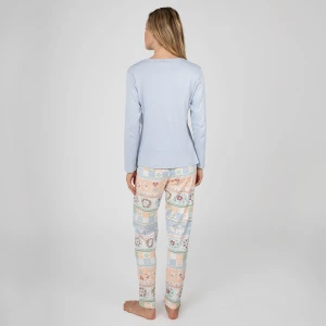 Pijama mujer algod&oacute;n estampado color pastel