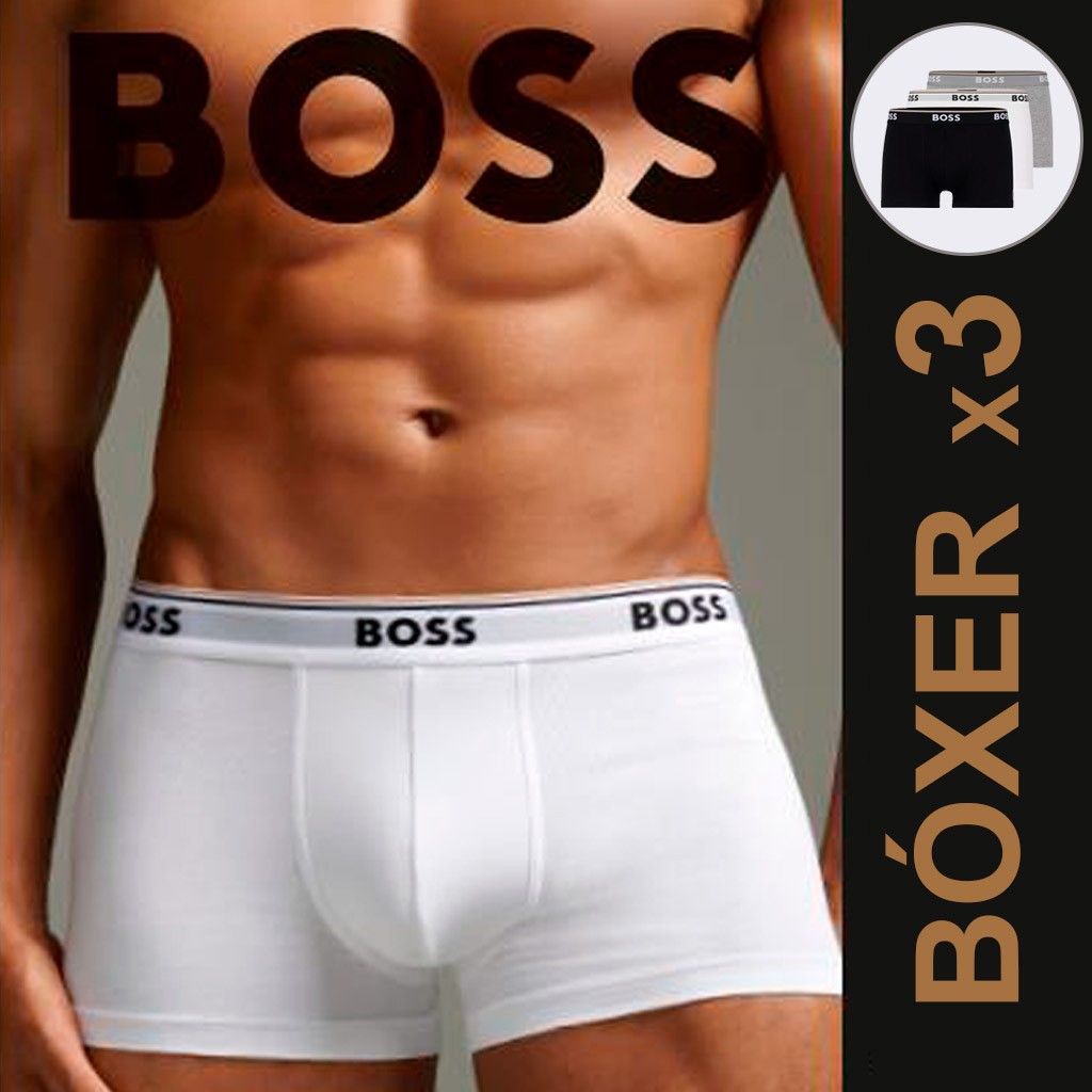 Bóxer hombre x3 algodón elástico goma vista