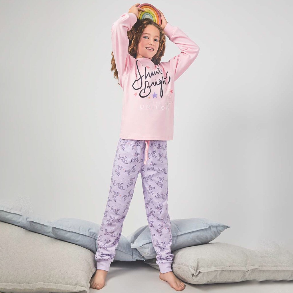 Pijama juvenil manga larga algodón