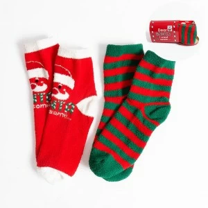 Calcet&iacute;n navidad de tacto suave pack x2 lata buz&oacute;n