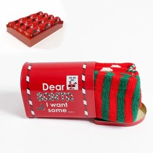Calcet&iacute;n navidad de tacto suave pack x2 lata buz&oacute;n