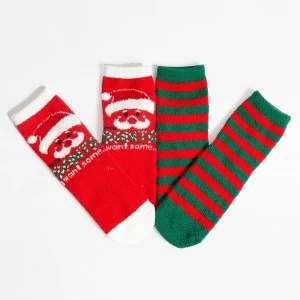 Calcet&iacute;n navidad de tacto suave pack x2 lata buz&oacute;n