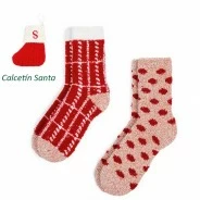 Calcetin pack 2 con colgador chimenea Santa