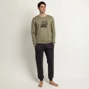 Pijama hombre manga larga algod&oacute;n