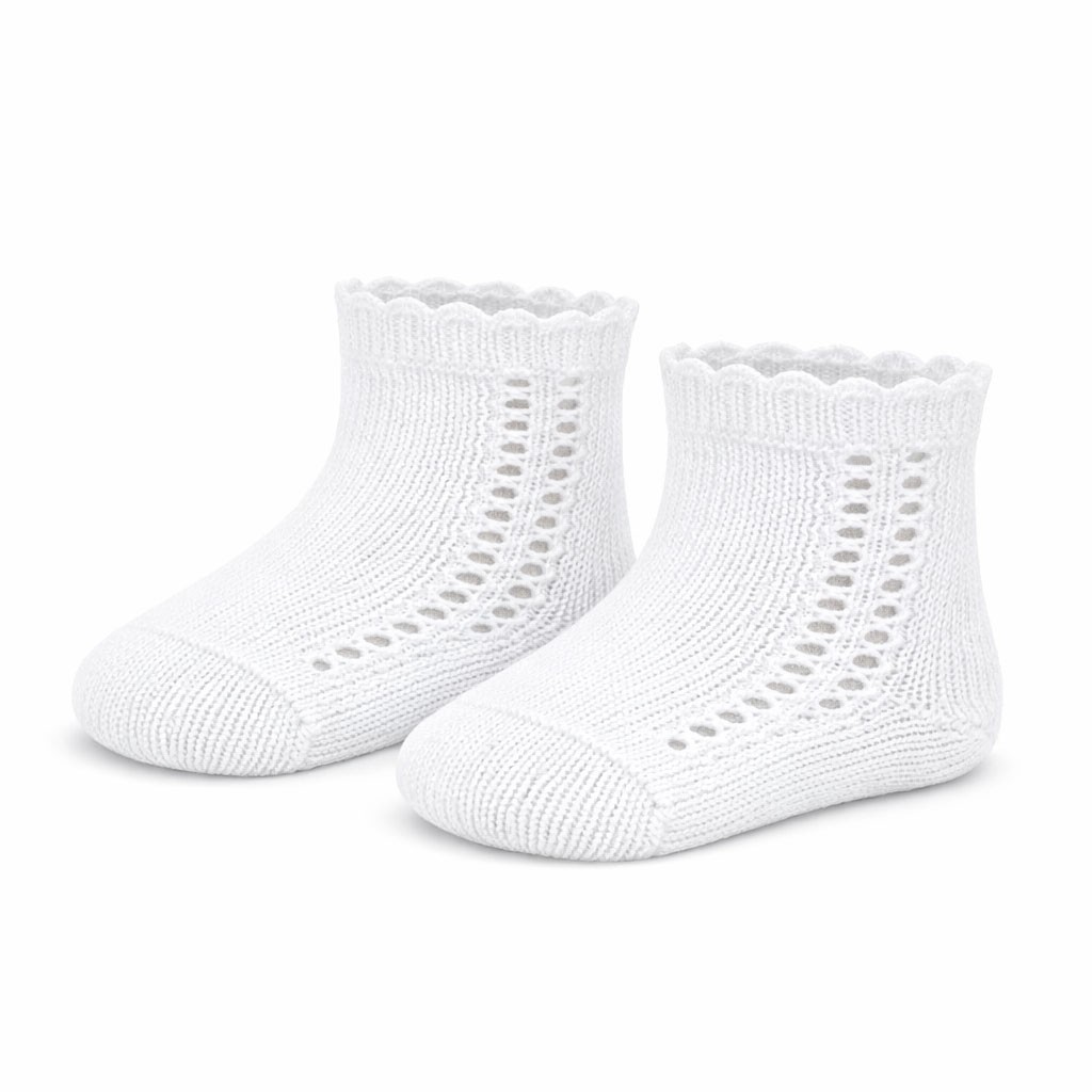 Calcet&iacute;n perle corto algod&oacute;n con calado lateral