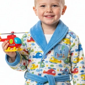 Bata ni&ntilde;o coralina estampada coches