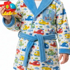 Bata ni&ntilde;o coralina estampada coches