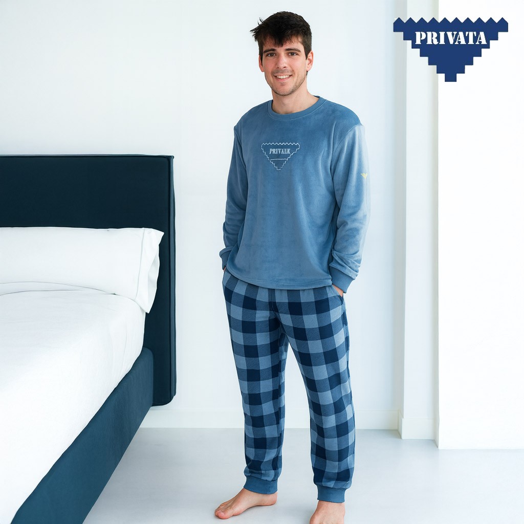Pijama hombre tejido suave y elástico cuadros