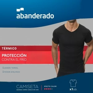 Camiseta interlock liso manga corta y cuello pico