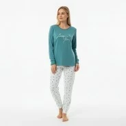 Pijama mujer manga larga tejido spandex