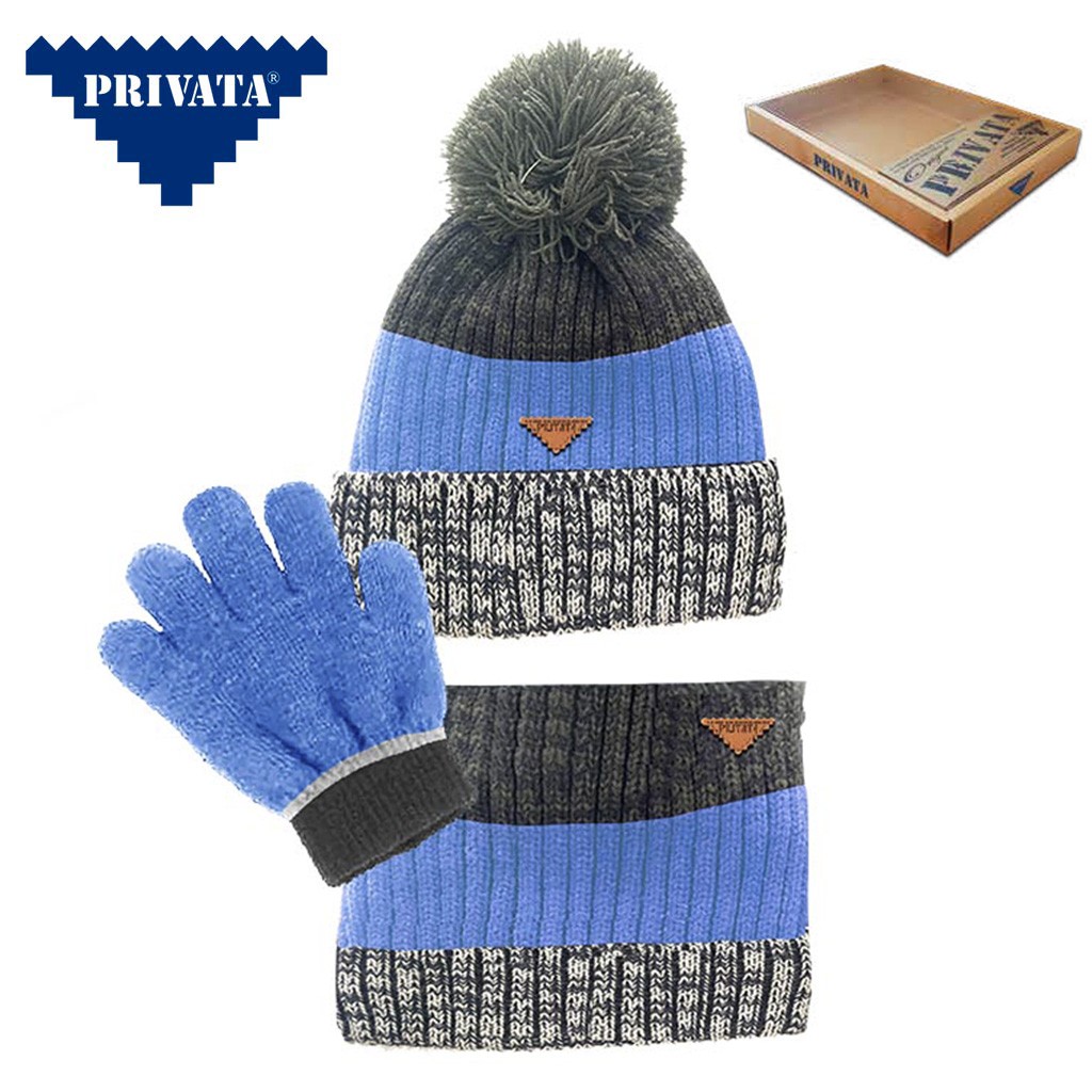 Gorro con guantes y braga de cuello punto