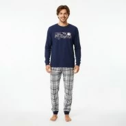 Pijama largo hombre pantal&oacute;n cuadros