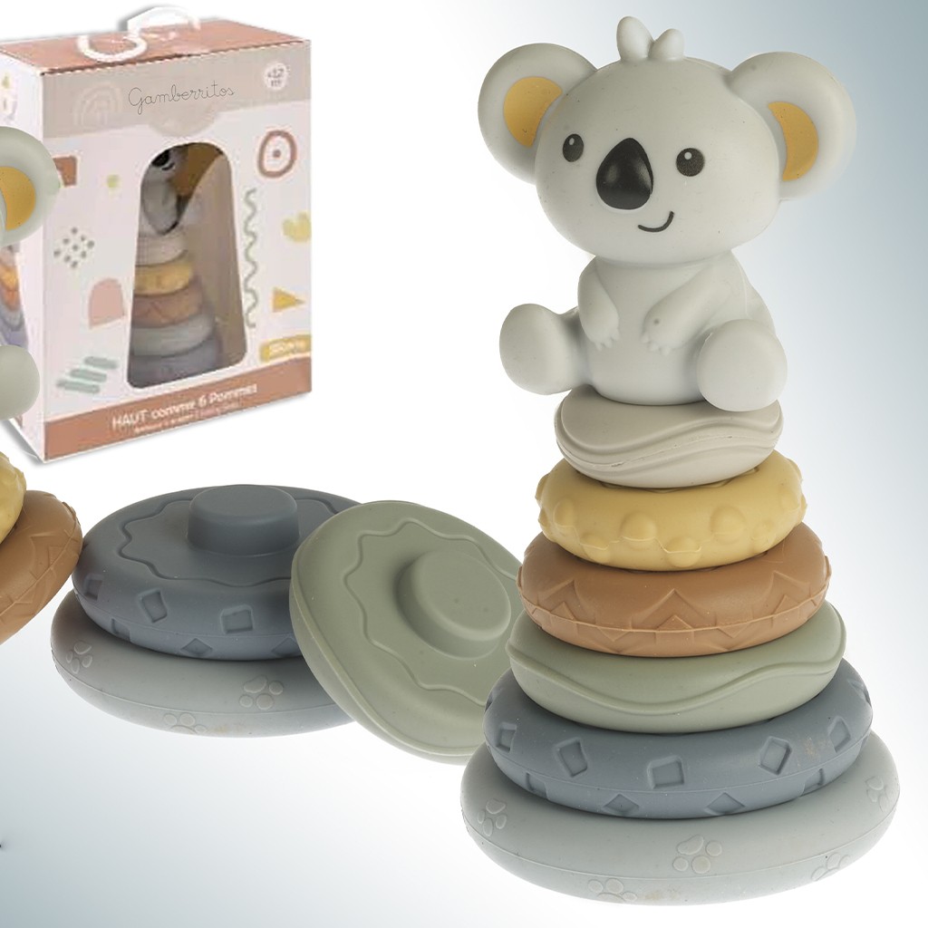 Juguete apilable bebe koala de silicona.