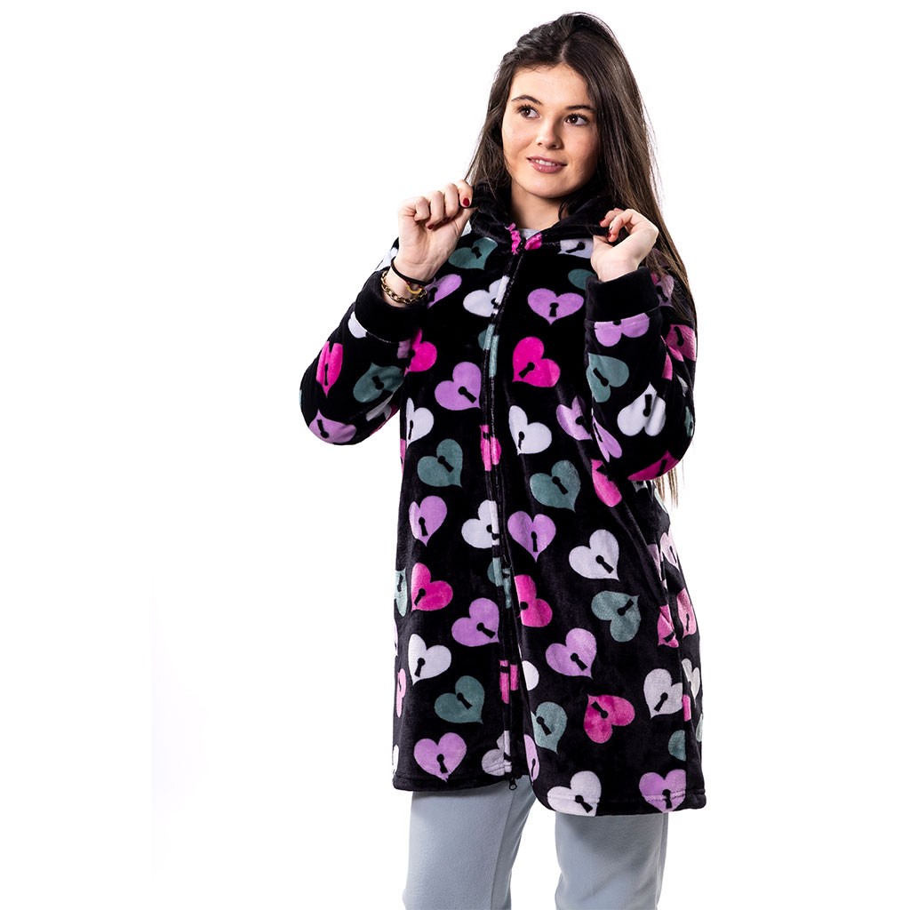 Bata corta mujer estampado corazones