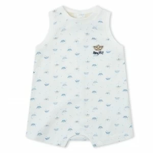 Pelele beb&eacute; tirantes algod&oacute;n estampado