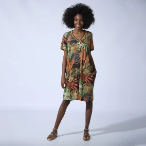Camisola mujer estampada cuello pico